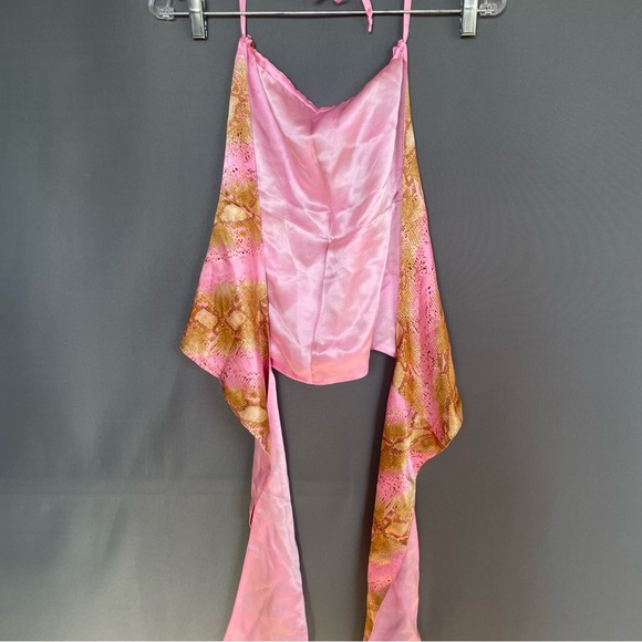 ECHO 100% SILK crop top beach wrap summer halter tie back top - Picture 5 of 11